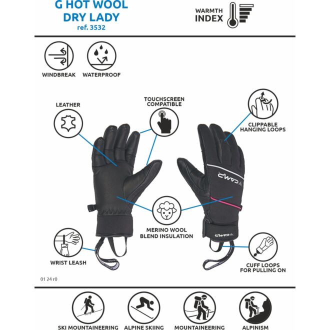 CAMP G Hot Wool Dry Lady guantes de montañismo para mujer