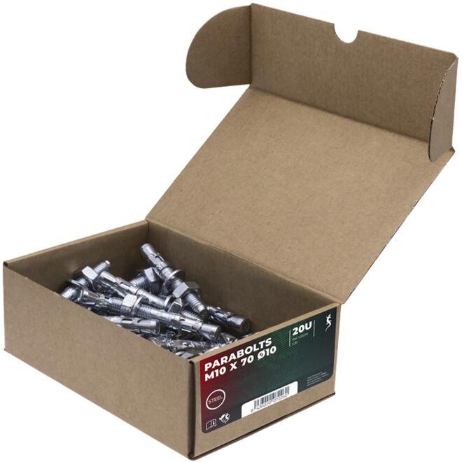 Fixe Box of M10 × 70 mm bolts anclaje expansión 20-pack