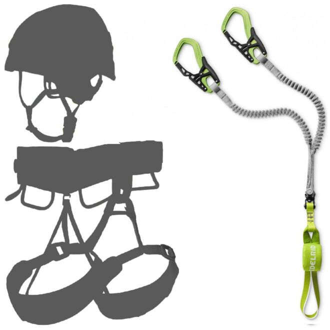 Oliunìd Deal Kit Edelrid Cable Comfort VI set Ferrata + casco e imbrago kit de via ferrata