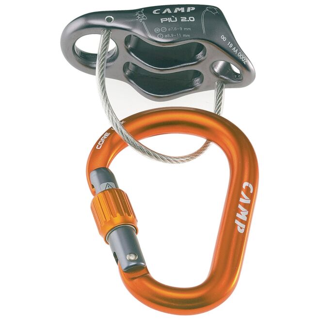 CAMP Più 2.0 Belay Kit asegurador de freno de escalada + mosquetón