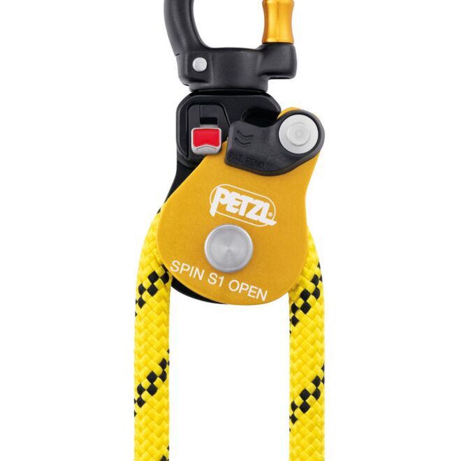Petzl Spin S1 Open polea simple para trabajos en altura