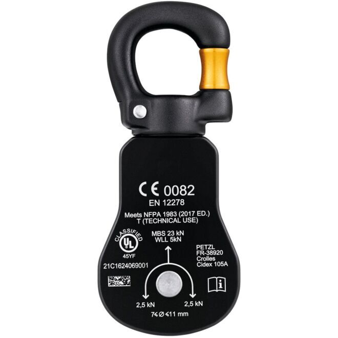 Petzl Spin S1 Open polea simple para trabajos en altura