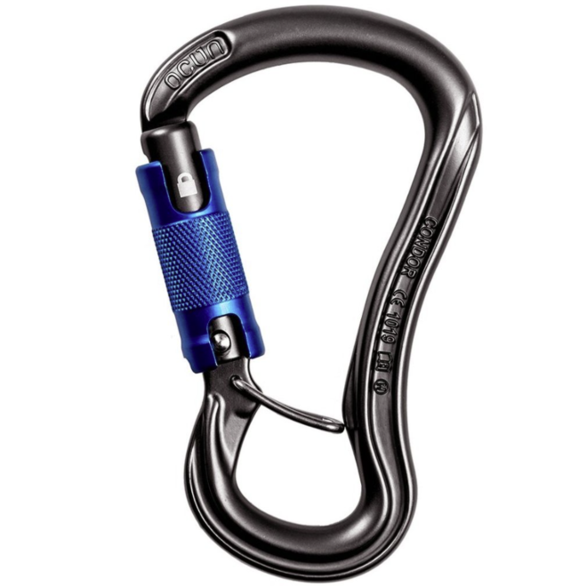 Petzl Neox asegurador con bloqueo asistido y mosquetón de escalada